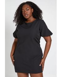 Boohoo - Plus Tailored Puff Sleeve Shift Dress - Lyst