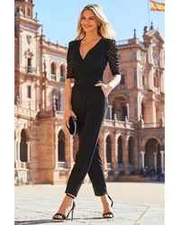 Sosandar - Organza Spot Sleeve Wrap Front Jumpsuit - Lyst