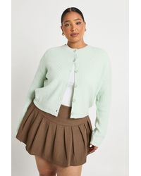 Boohoo - Plus Rib Button Down Knit Cardigan - Lyst