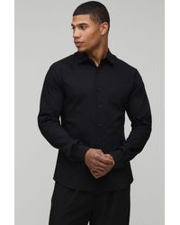 BoohooMAN - Slim Fit Long Sleeve Cotton Shirt - Lyst