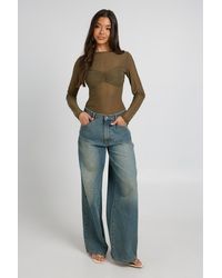 Boohoo - Sheer Bust Detail Long Sleeve Top - Lyst
