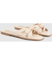 Wallis - Becky Faux Leather Cross Strap Metal Detail Flat Sliders - Lyst