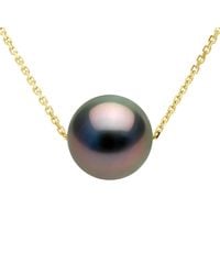 Ateliers Saint Germain - Necklace Real Cultured Tahiti Pearl Passing Through Round 8-9 Mm - Lyst