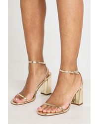 Boohoo - Wide Fit Metallic Block Heel 2 Part Heels - Lyst