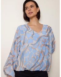 Blue Vanilla - Abstract Print V Neck Puffball Top - Lyst