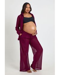 Boohoo - Maternity Chiffon Beach Trouser - Lyst