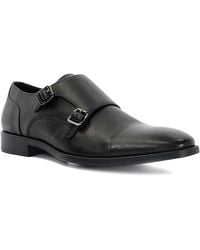 Dune - Dune Satchin Leder Herren Schwarze Doppel-Monk-Schuhe - Lyst