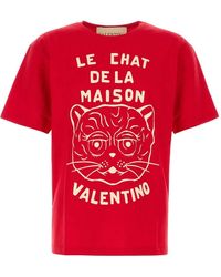 Valentino - Cotton T-Shirt With Le Chat De La Maison Print - Lyst