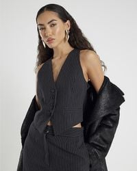 River Island - Waistcoat Sleeveless Pinstripe Cropped Top - Lyst
