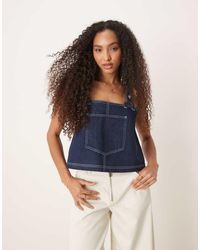 ASOS - Denim Cami Top With Fisherman Strap Detail - Lyst