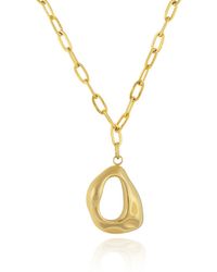 The Jewellery Stockroom - Plated Stainless Steel Molten Circle Pendant Necklace - Lyst