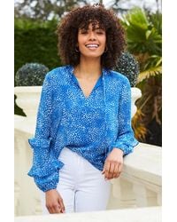 Sosandar - Heart Print Ruffle Sleeve Top - Lyst