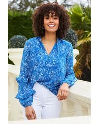 Sosandar - Heart Print Ruffle Sleeve Top - Lyst
