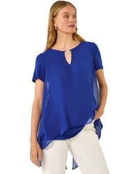 Roman - Ring Front Chiffon Overlay Top - Lyst