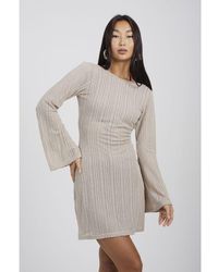 Brave Soul - 'Maddy' Long Sleeve Knitted Mesh Mini Dress - Lyst
