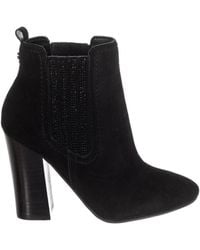 Guess - Suede Effect Leather Heeled Ankle Boots Fllun3sue10 Woman - Lyst