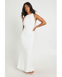 Boohoo - Petite Halter Neck Backless Bodycon Maxi Dress - Lyst