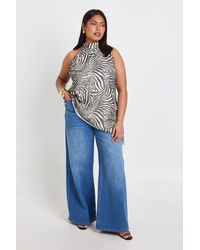 Boohoo - Plus Zebra Chiffon Asymmetric Longline Top - Lyst