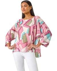 Roman - Abstract Print Overlay Tunic Top - Lyst