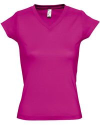Sol's - Ladies Moon V Neck Short Sleeve T-Shirt Cotton - Lyst