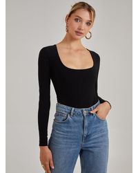 Pink Vanilla - Long Sleeve Square Neck Bodysuit - Lyst