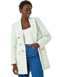 Roman - Longline Checkered Boucle Jacket - Lyst