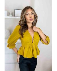 Urban Bliss - Chartreuse U Bar Empire Peplum Top - Lyst