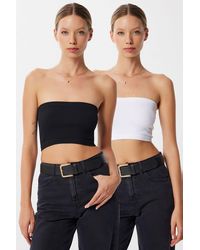 Happiness İstanbul - Ribbed Bandeau Crop Blouse - Lyst