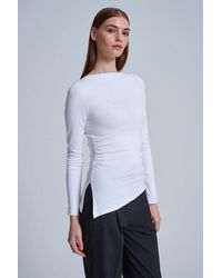 Dilvin - Slim-Fit Boat Neck Long-Sleeved Blouse - Lyst