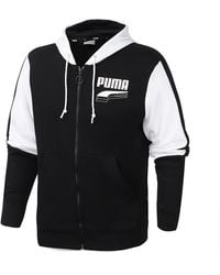 PUMA - Long Sleeve Zip Up Hooded Track Jacket 582733 01 Cotton - Lyst