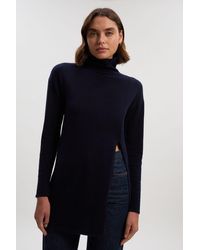 Karen Millen - Cashmere Blend Deep Slip Longline Knit Top - Lyst