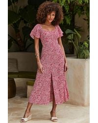 Sosandar - Floral Print Angel Sleeve Midi Dress - Lyst