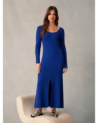 Ro&zo - Rib Knit Sweetheart Neckline Midi Dress - Lyst