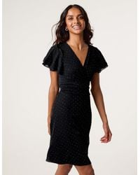 Blue Vanilla - Rhinestone Diamante Wrap Dress - Lyst