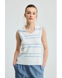 GUSTO - Sleeveless Striped Knit Top - Lyst