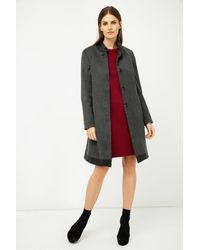 Conquista - Dark Coat With Pleather Detail - Lyst