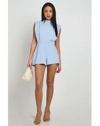 Boohoo - Tailored Pleat Detail Playsuit - Lyst