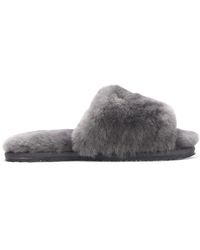 Infinity Leather - Sheepskin Slippers Warm Winter Fur Sliders - Lyst