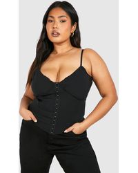 Boohoo - Plus Bengaline Hook And Eye Corset Top - Lyst