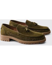 BoohooMAN - Faux Suede Weave Track Sole Loafer - Lyst