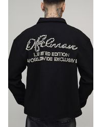 BoohooMAN - Tall Oversized Pearl Embellished Wool Look Overshirt - Lyst