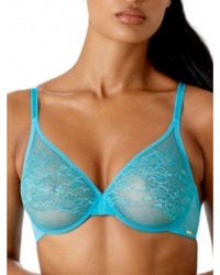 Gossard - Glossies Lace Sheer Moulded Bra - Turquoise Sea Polyamide - Lyst
