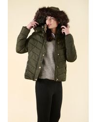 Harvey & Jones - Quilted Jacket With Faux Fur Trim Hood - Lyst