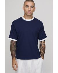 BoohooMAN - Regular Boxy Fit Textured Ringer Crew Neck T-Shirt - Lyst