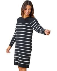 Roman - Stripe Print Knitted Jumper Dress - Lyst