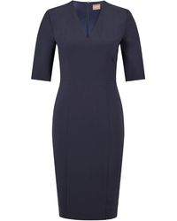 BOSS - Daleno V-Neck Three Quarter Sleeve Knee Length Dress - Lyst