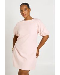 Boohoo - Plus Tailored Puff Sleeve Shift Dress - Lyst