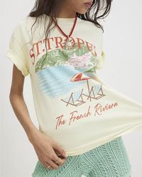 River Island - T-Shirt Cotton Short Sleeve St Tropez - Lyst