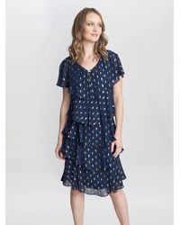 Gina Bacconi - Sybil Foil Print Tier Dress - Lyst