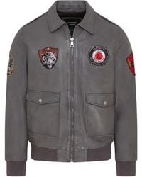 Infinity Leather - Graue Bomberjacke Aus Leder Für Herren G-1 Mit Fliegerkragen – Maverick - Lyst